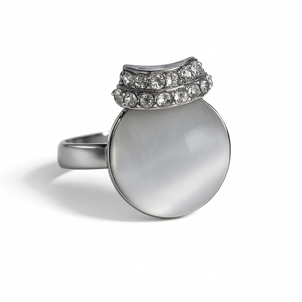 Jewello elegant silver-plated round shape design with white stone stud pendant chain set for women and girls.