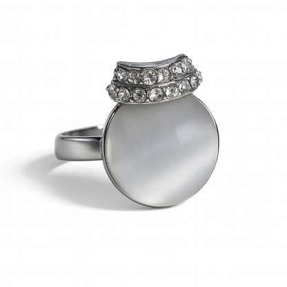 Jewello elegant silver-plated round shape design with white stone stud pendant chain set for women and girls.