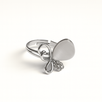 Jewello trendy silver-plated floral design with shimmering white stone stud pendant chain set for women and girls.