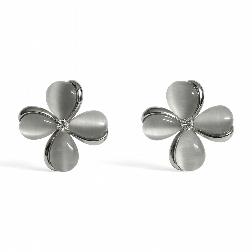 Jewello stylish silver-plated floral design with white stone stud pendant chain set for women and girls.