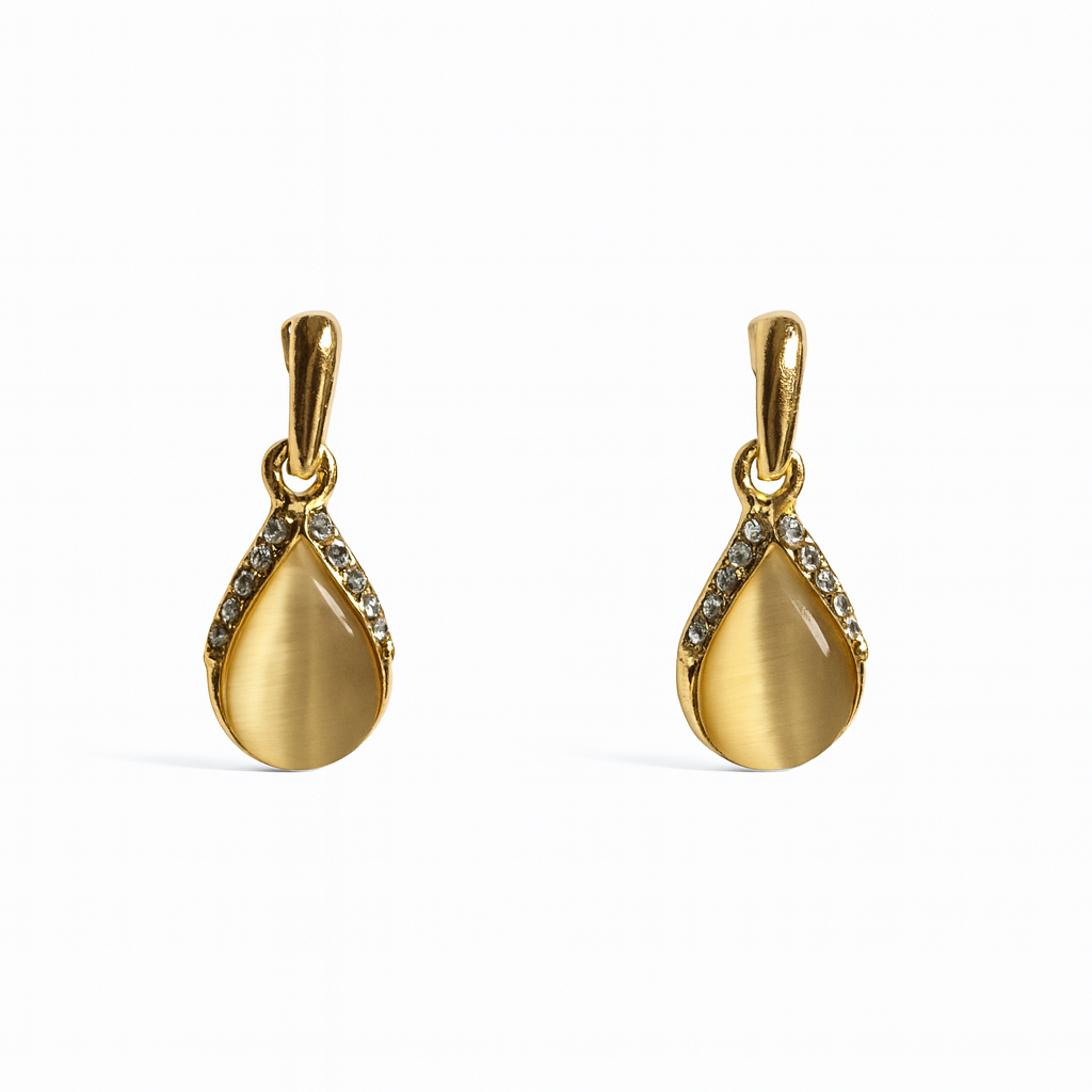 Jewello delicate gold-plated drop shape design with white stone stud chain pendant set for women and girls.