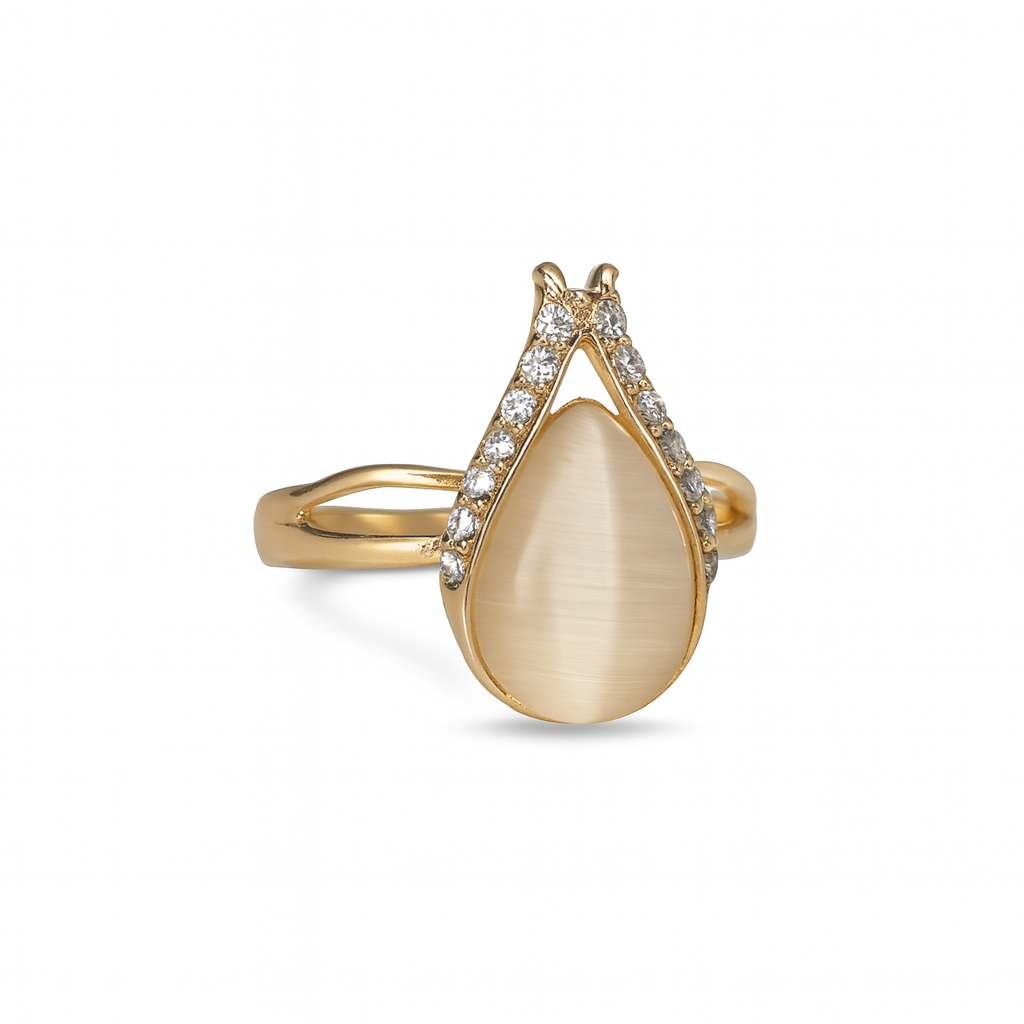 Jewello delicate gold-plated drop shape design with white stone stud chain pendant set for women and girls.