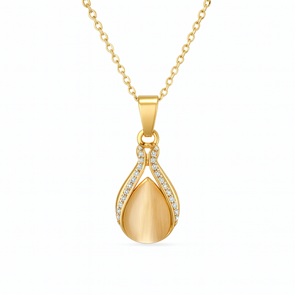 Jewello delicate gold-plated drop shape design with white stone stud chain pendant set for women and girls.