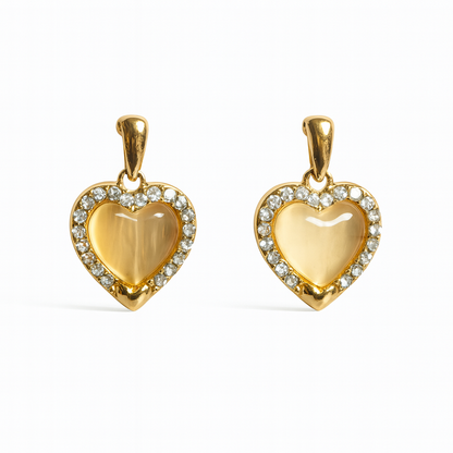Jewello trendy gold-plated heart design and white stone stud chain pendant set for women and girls.