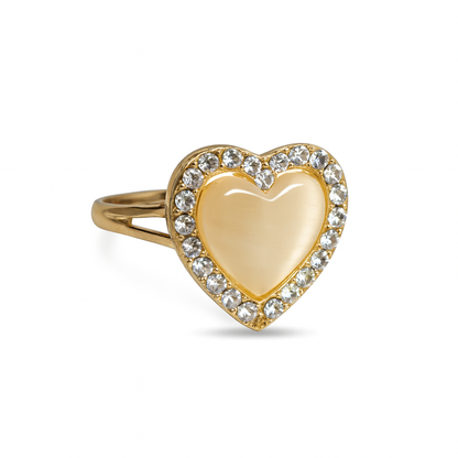 Jewello trendy gold-plated heart design and white stone stud chain pendant set for women and girls.