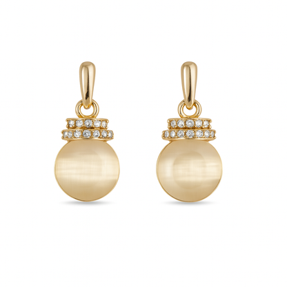 Jewello trendy gold-plated round shape design with white stone stud chain pendant set for women and girls.