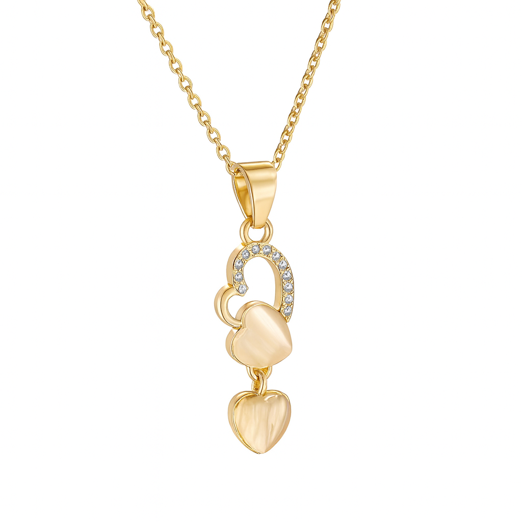 Jewello gold plated floral design with white stone stud chain pendant set for women and girls.