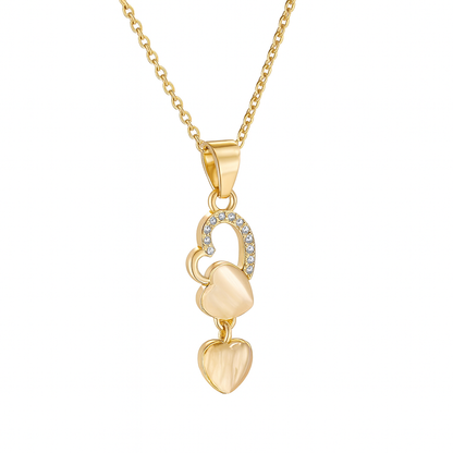 Jewello gold plated floral design with white stone stud chain pendant set for women and girls.