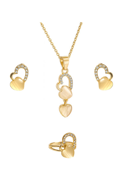 Jewello gold plated floral design with white stone stud chain pendant set for women and girls.
