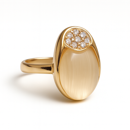 Jewello trendy gold-plated oval shape design with white stone stud chain pendant set for women and girls.