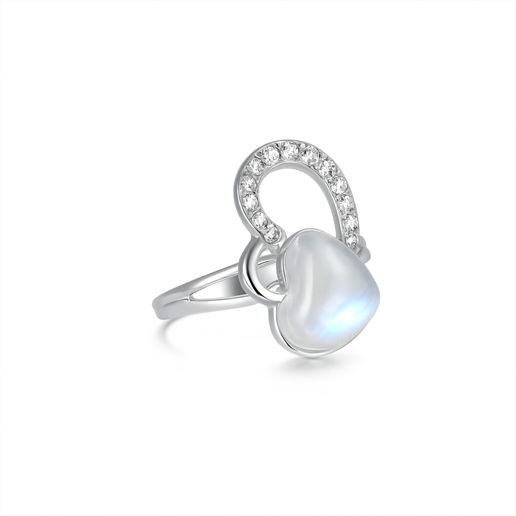 Jewello trendy silver-plated heart design with white stone stud chain pendant set for women and girls.