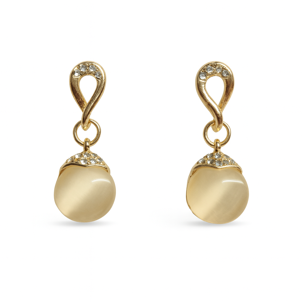 Jewello elegant gold plated with white stone stud earring, finger ring, chain pendant set for women and girls.