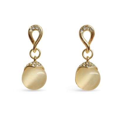 Jewello elegant gold plated with white stone stud earring, finger ring, chain pendant set for women and girls.