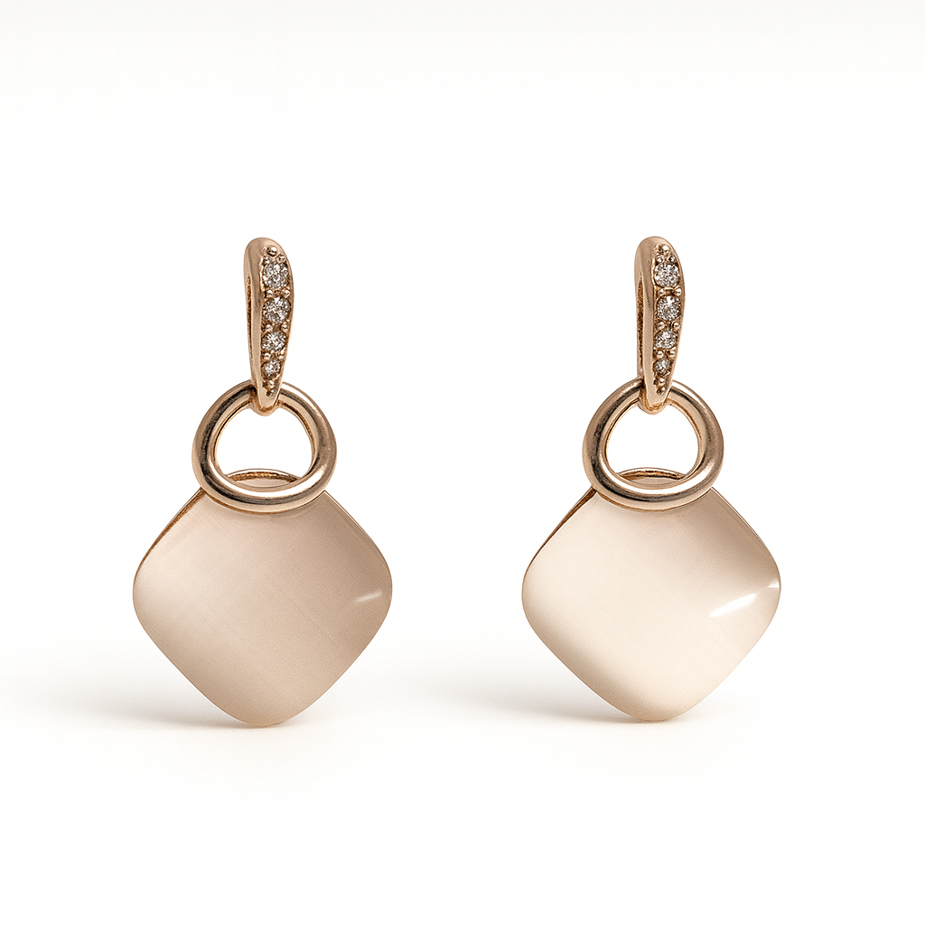 Jewello stylish gold-plated square design with light white stone stud chain pendant set for women and girls.