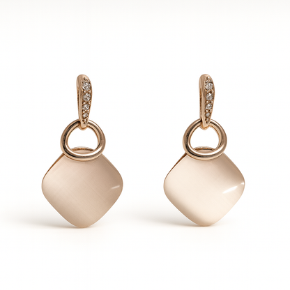 Jewello stylish gold-plated square design with light white stone stud chain pendant set for women and girls.