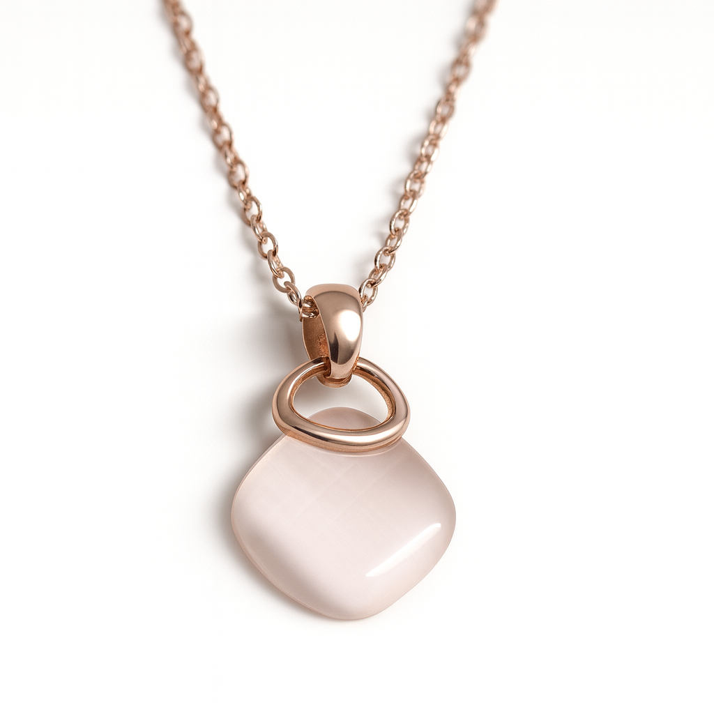 Jewello stylish gold-plated square design with light white stone stud chain pendant set for women and girls.