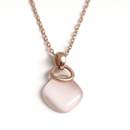 Jewello stylish gold-plated square design with light white stone stud chain pendant set for women and girls.