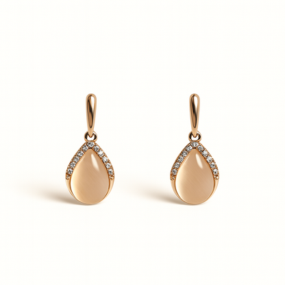 Jewello Adorable rose gold-plated oval shape design with white stone stud chain pendant set for women and girls.