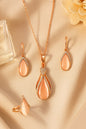 Jewello Adorable rose gold-plated oval shape design with white stone stud chain pendant set for women and girls.