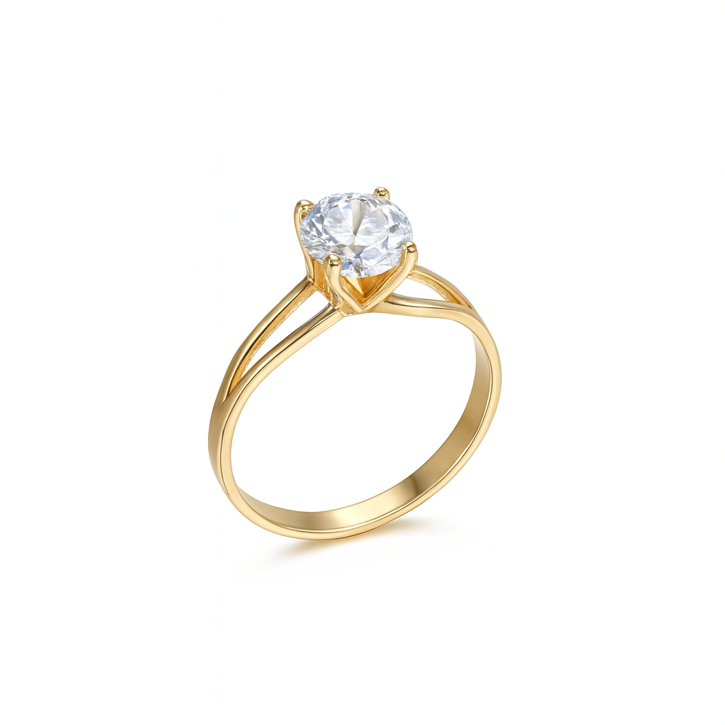 Jewello trendy gold plated with shimmering American diamond stud pendant chain set for women and girls.