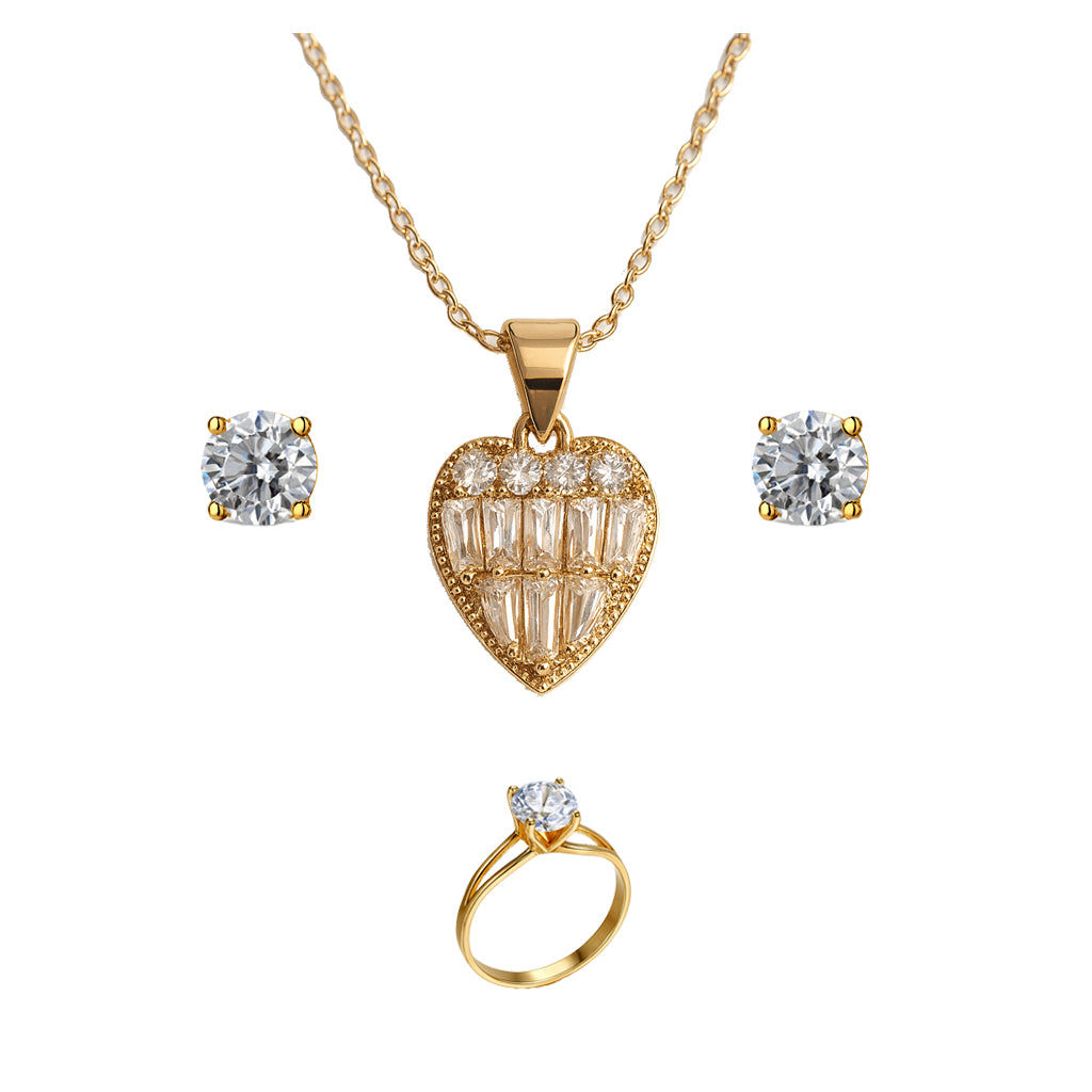 Jewello Adorable leaf design with American diamond stud pendant chain set for women and girls.