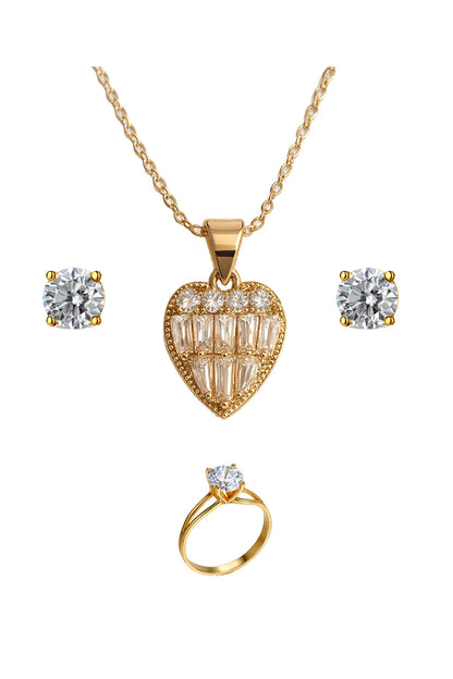 Jewello Adorable leaf design with American diamond stud pendant chain set for women and girls.