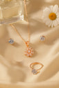 Jewello delicate rose gold-plated floral design with American diamond stud chain pendant set for women and girls.