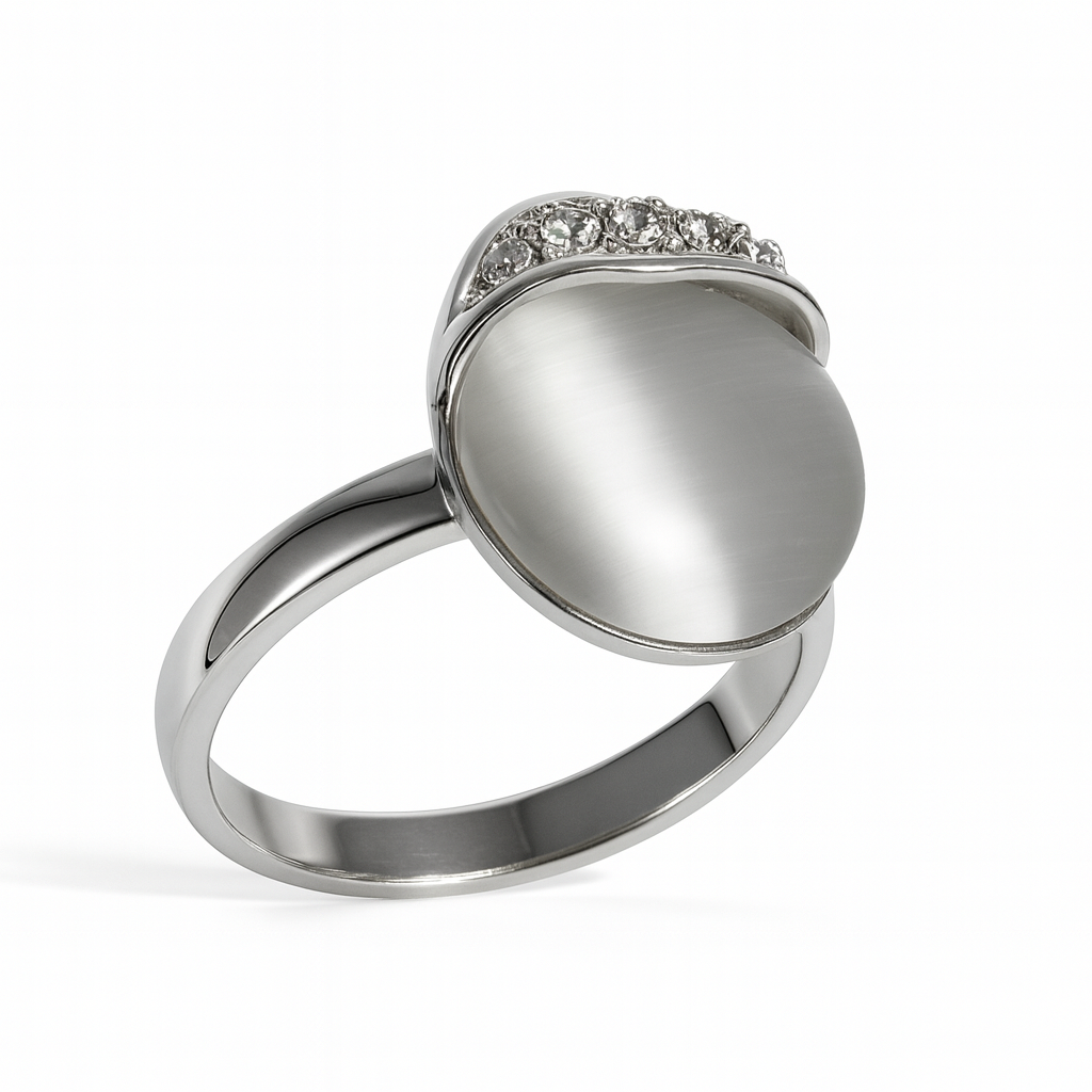 Jewello fashionable silver-plated oval design with shimmering white stone stud chain pendant set for women and girls.