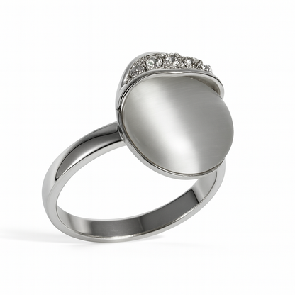 Jewello fashionable silver-plated oval design with shimmering white stone stud chain pendant set for women and girls.