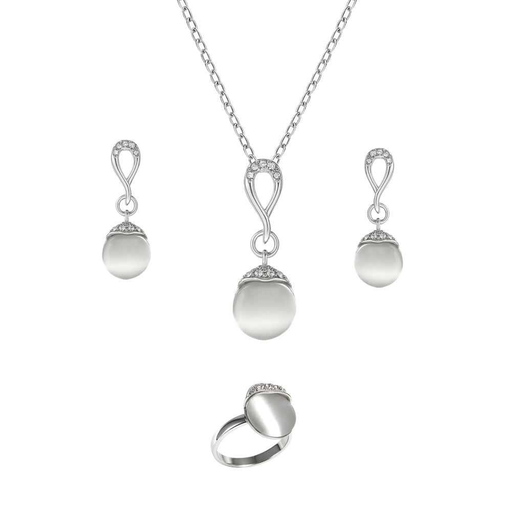 Jewello fancy silver plated chain pendant set for women and girls.