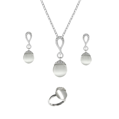 Jewello fancy silver plated chain pendant set for women and girls.