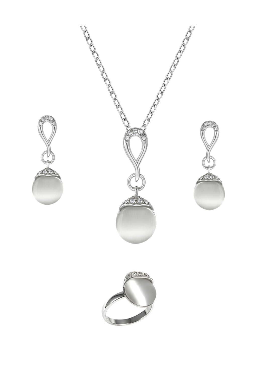 Jewello fancy silver plated chain pendant set for women and girls.