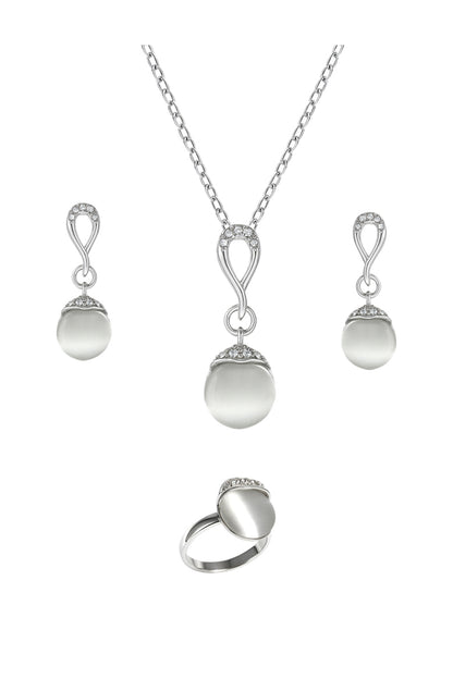 Jewello fancy silver plated chain pendant set for women and girls.