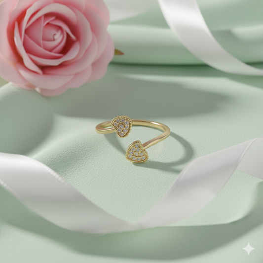 Jewello adorable gold plated and studded American diamond Adjustable finger ring for the women and girls.