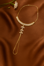 Jewello latest gold plated with shimmering white stone stud hath Phool, Panja, Adjustable hand chain bracelet for women and girls.