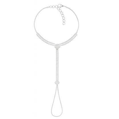 Jewello trendy silver plated with shimmering white stone and American diamond stud hand Phool, Panja, Adjustable hand chain bracelet for women and girls.