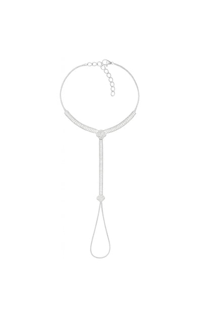 Jewello trendy rose gold plated with shimmering white stone and American daimons stud hath Phool, Panja, Adjustable hand chain bracelet for women and girls.