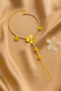 Jewello elegant gold plated with floral design with shimmering white stone stud hath Phool, Panja, Adjustable hand chain bracelet for women and girls.