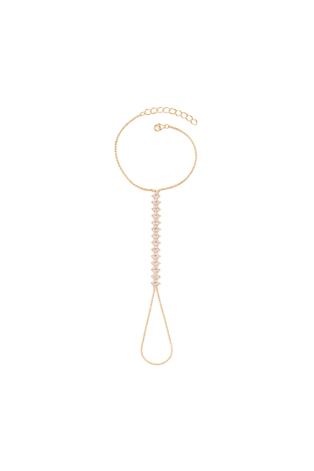 Jewello elegance rose gold plated shimmering white stone stud hath Phool, Panja, adjustable hand chain bracelet for women and girls.