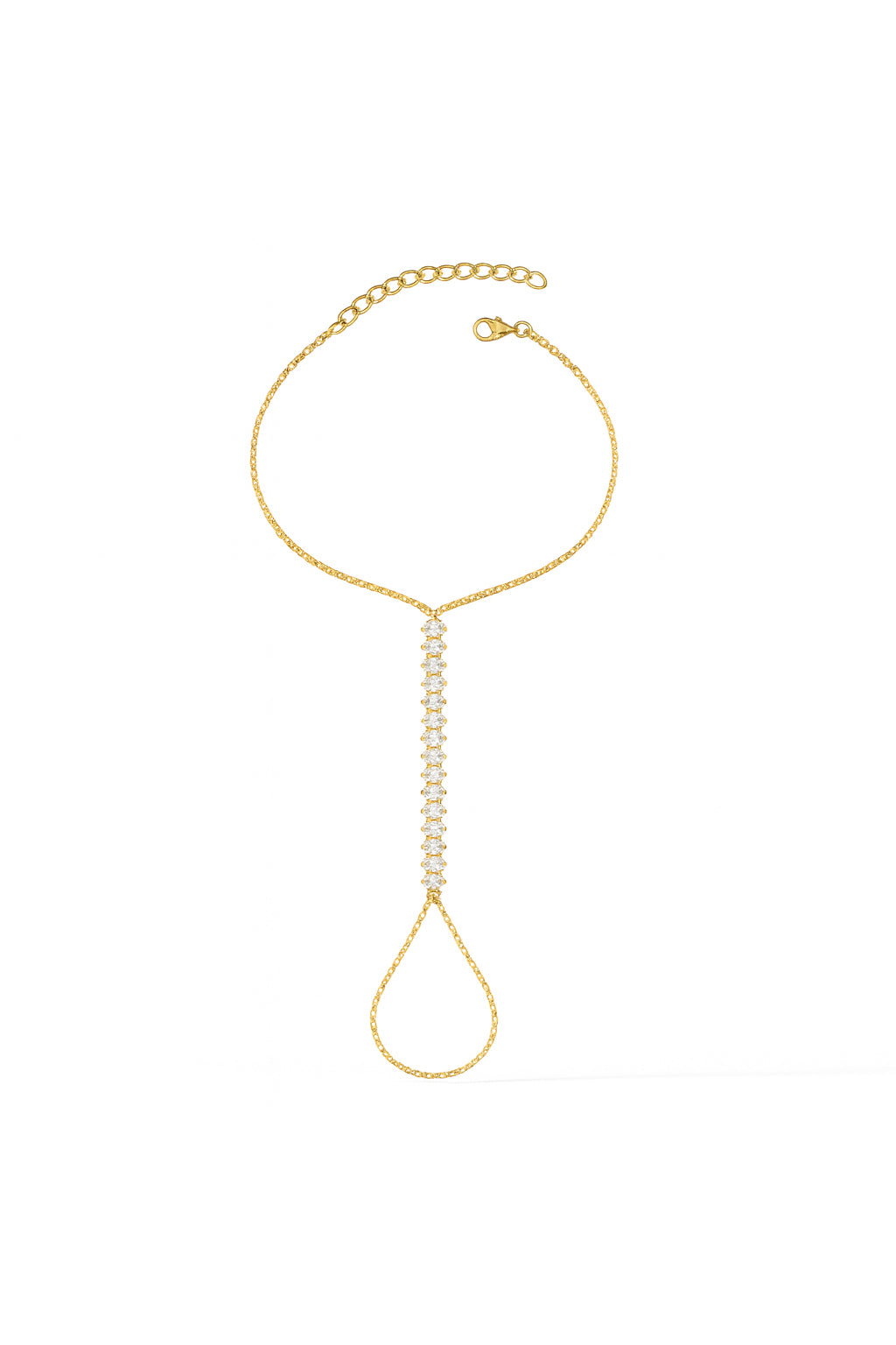 Jewello elegance gold plated with shimmering white stone stud hath Phool, Panja, adjustable hand chain bracelet for women and girls.