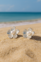 Jewello trendy silver-plated floral design and white pearl stud anti tarnish dainty Korean earring for women and girls.
