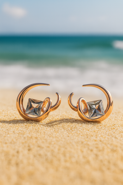 Jewello alluring rose gold finish with shimmering white stone stud Korean earring for women and girls.