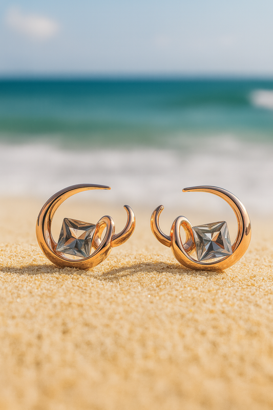 Jewello alluring rose gold finish with shimmering white stone stud Korean earring for women and girls.