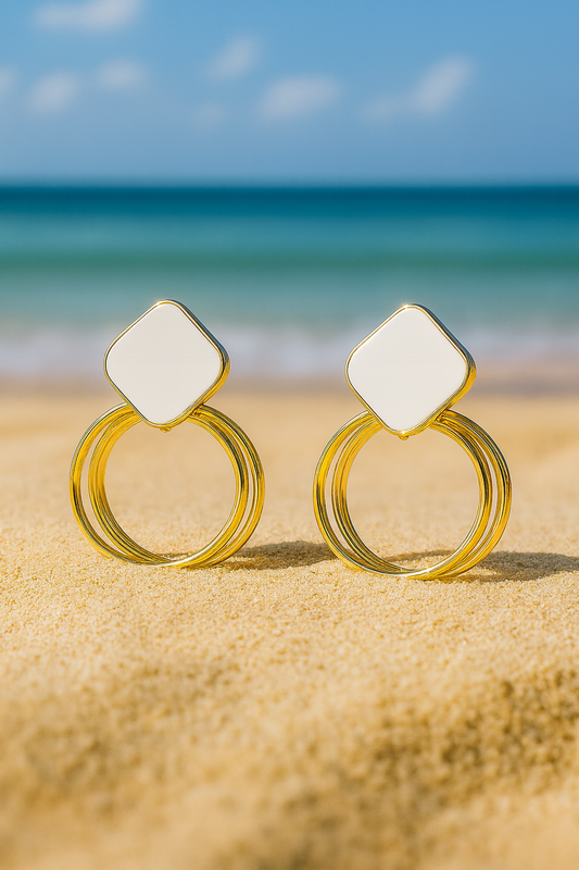 Jewello sterling dainty golden finish Korean earring for women and girls.