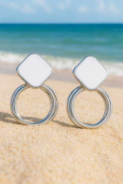 Jewello sterling and fancy silver finish round ring shape Korean earring for women and girls.