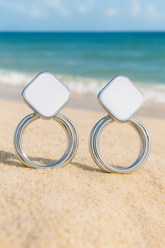 Jewello sterling and fancy silver finish round ring shape Korean earring for women and girls.