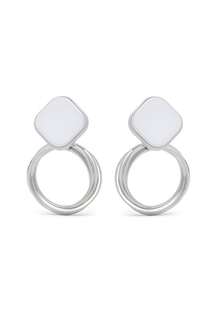 Jewello sterling and fancy silver finish round ring shape Korean earring for women and girls.