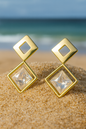 Jewello trendy dainty golden plated square shape Korian earring for women and girls.