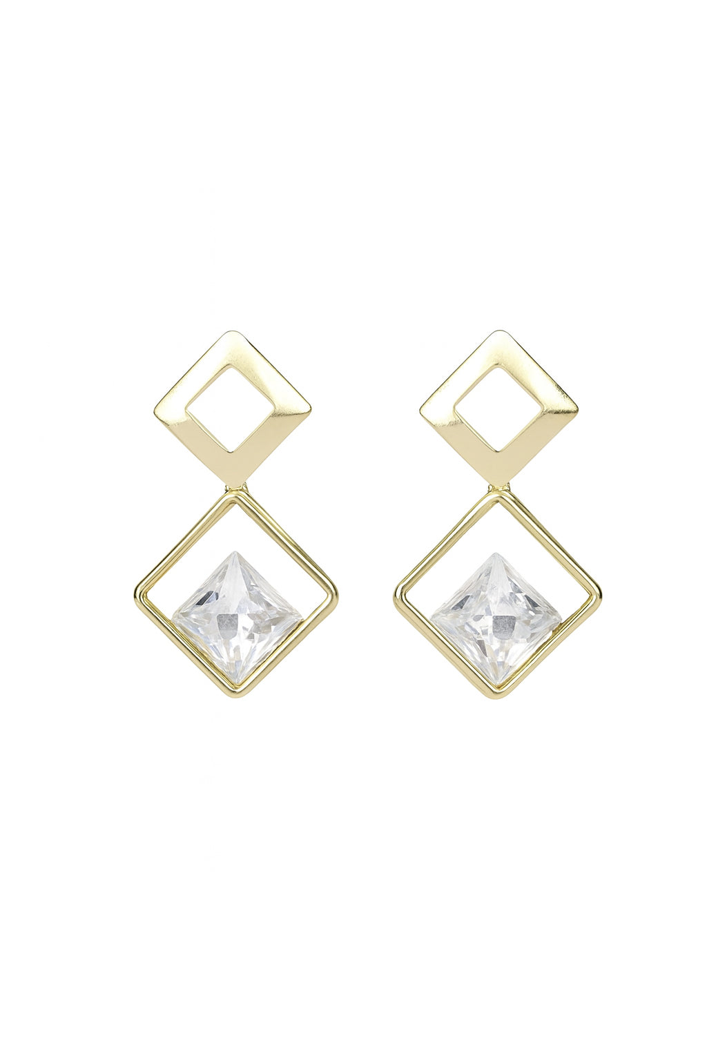 Jewello trendy dainty golden plated square shape Korian earring for women and girls.