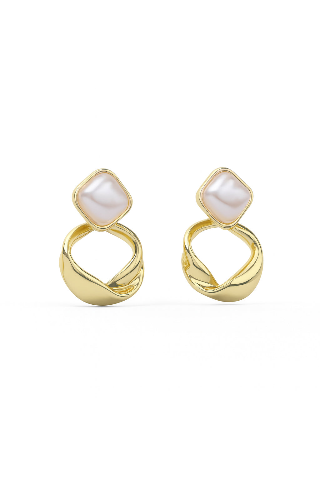 Jewello sterling golden plated and pearl stud Korean earring for women and girls.